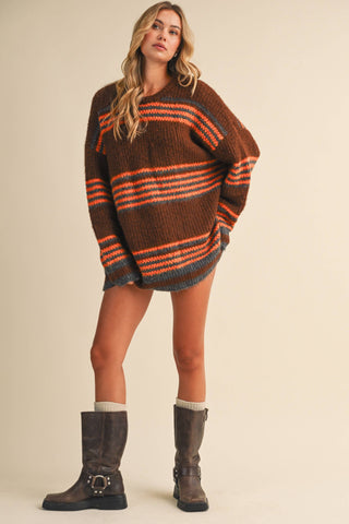 rust + burnt orange sweater dress
