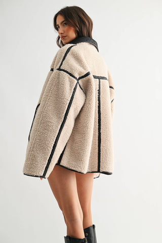 reversible sherpa + leather jacket