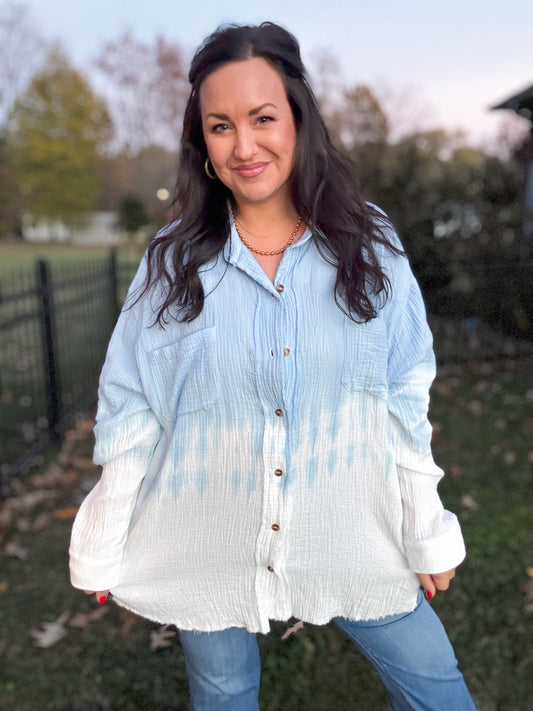 light blue dip dye linen shirt