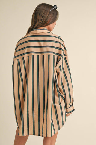 taupe button-down shirt dress