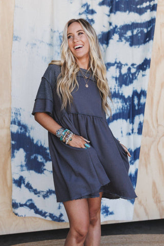 moonlit tunic dress - charcoal