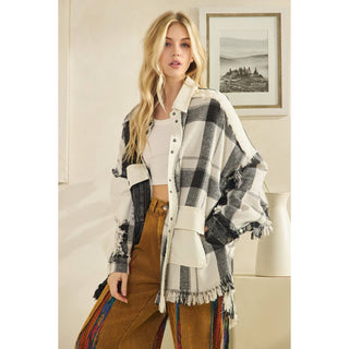 black&white flannel shacket