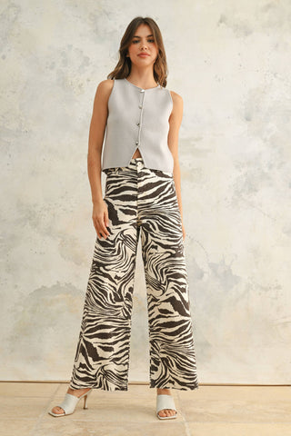 zebra print stretch pants