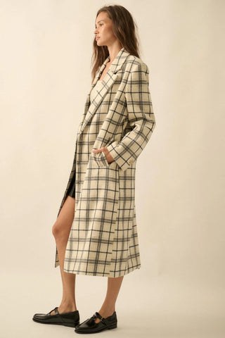 black&gray plaid overcoat