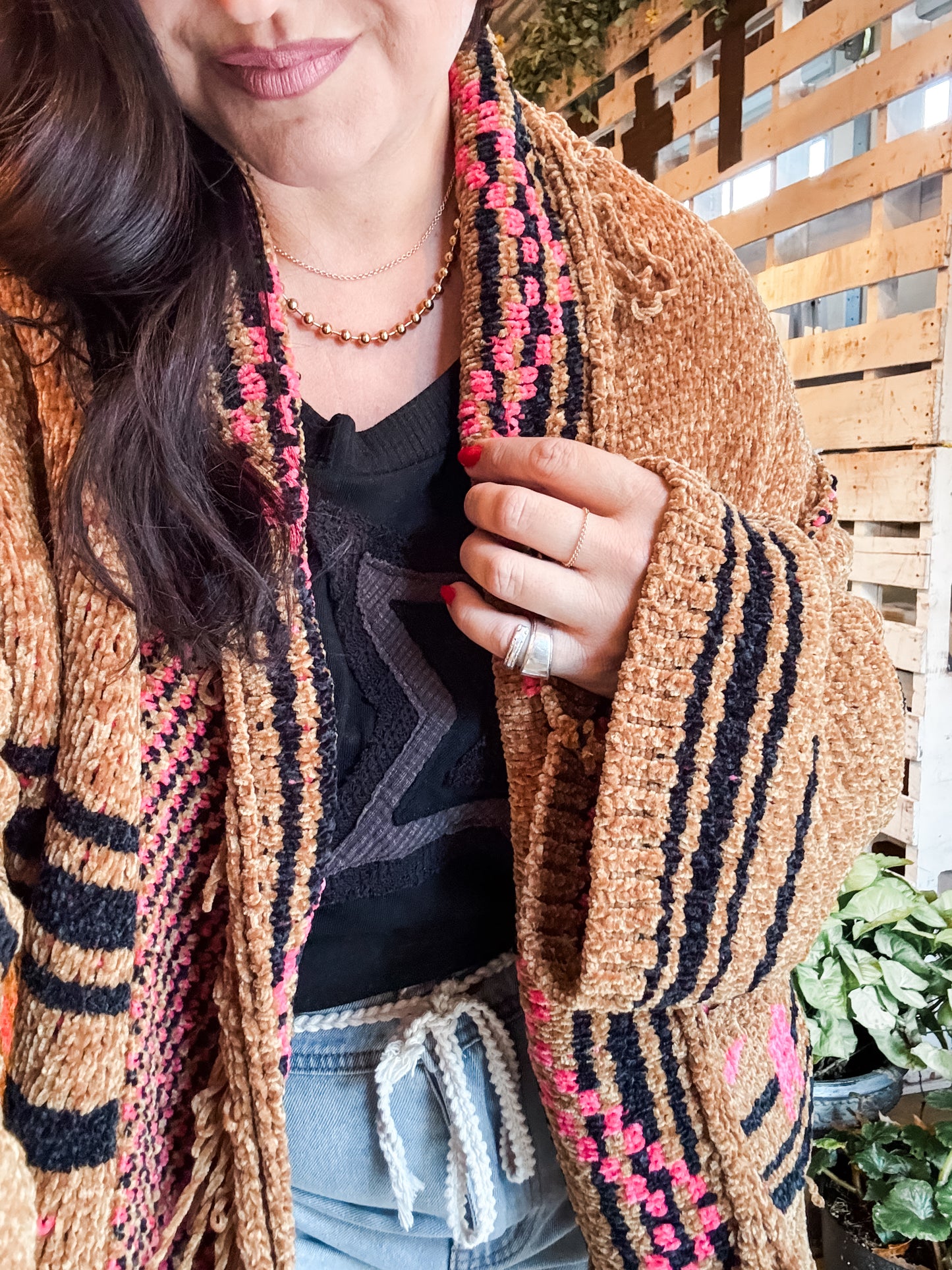 mocha chenille cardigan