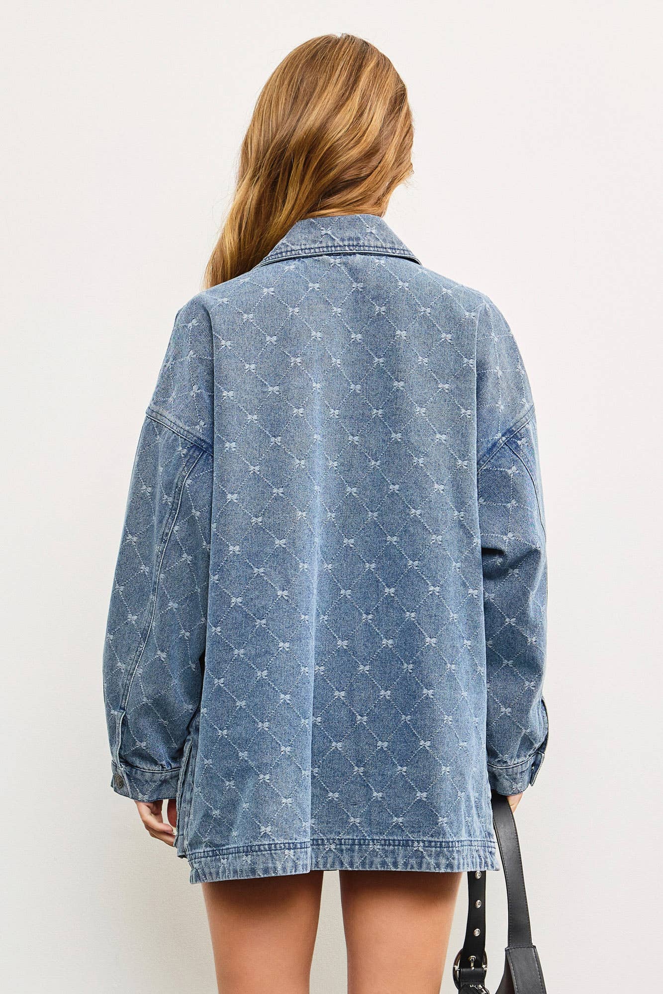 diamond ribbon denim shacket