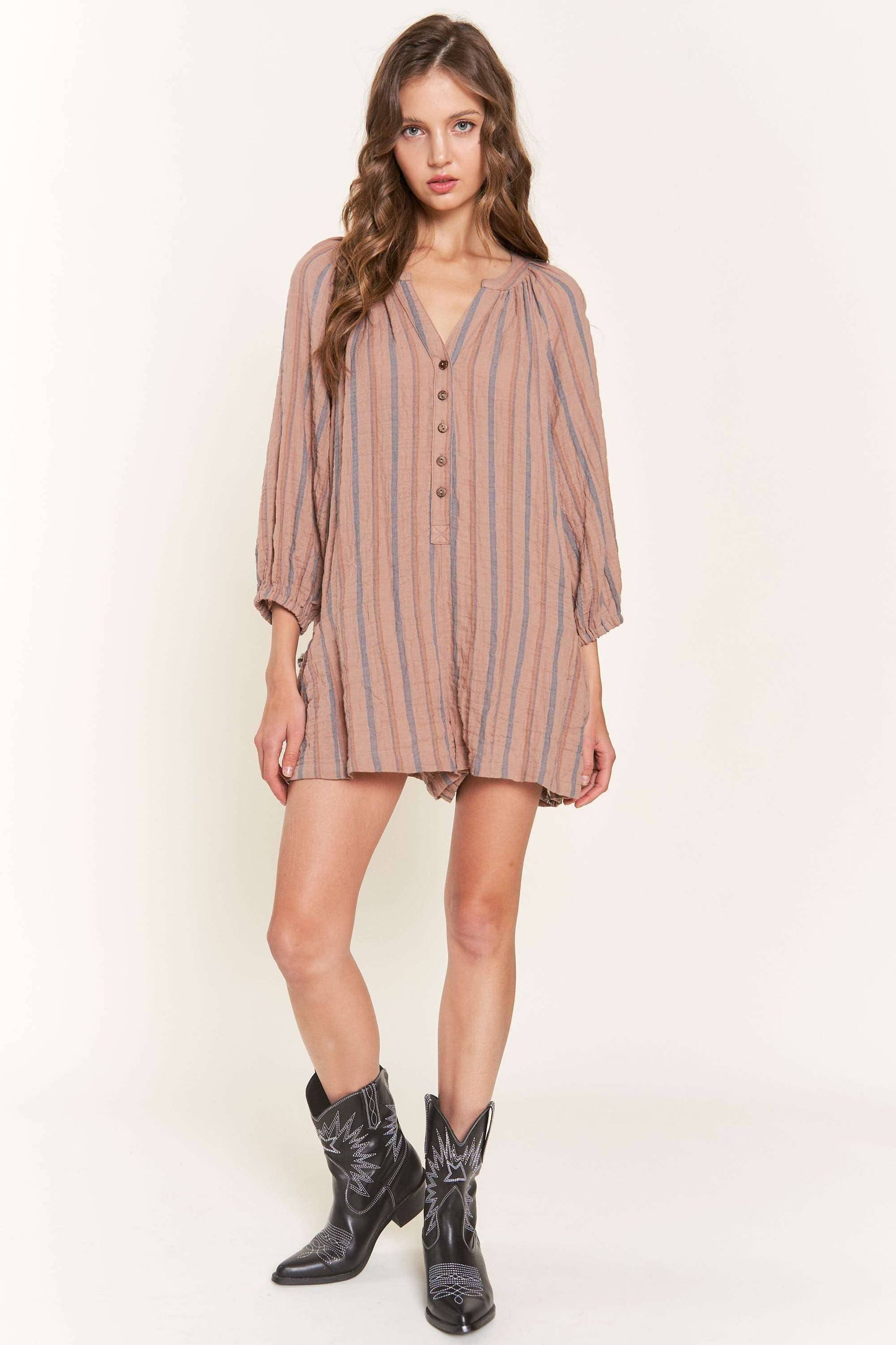 cocoa striped romper