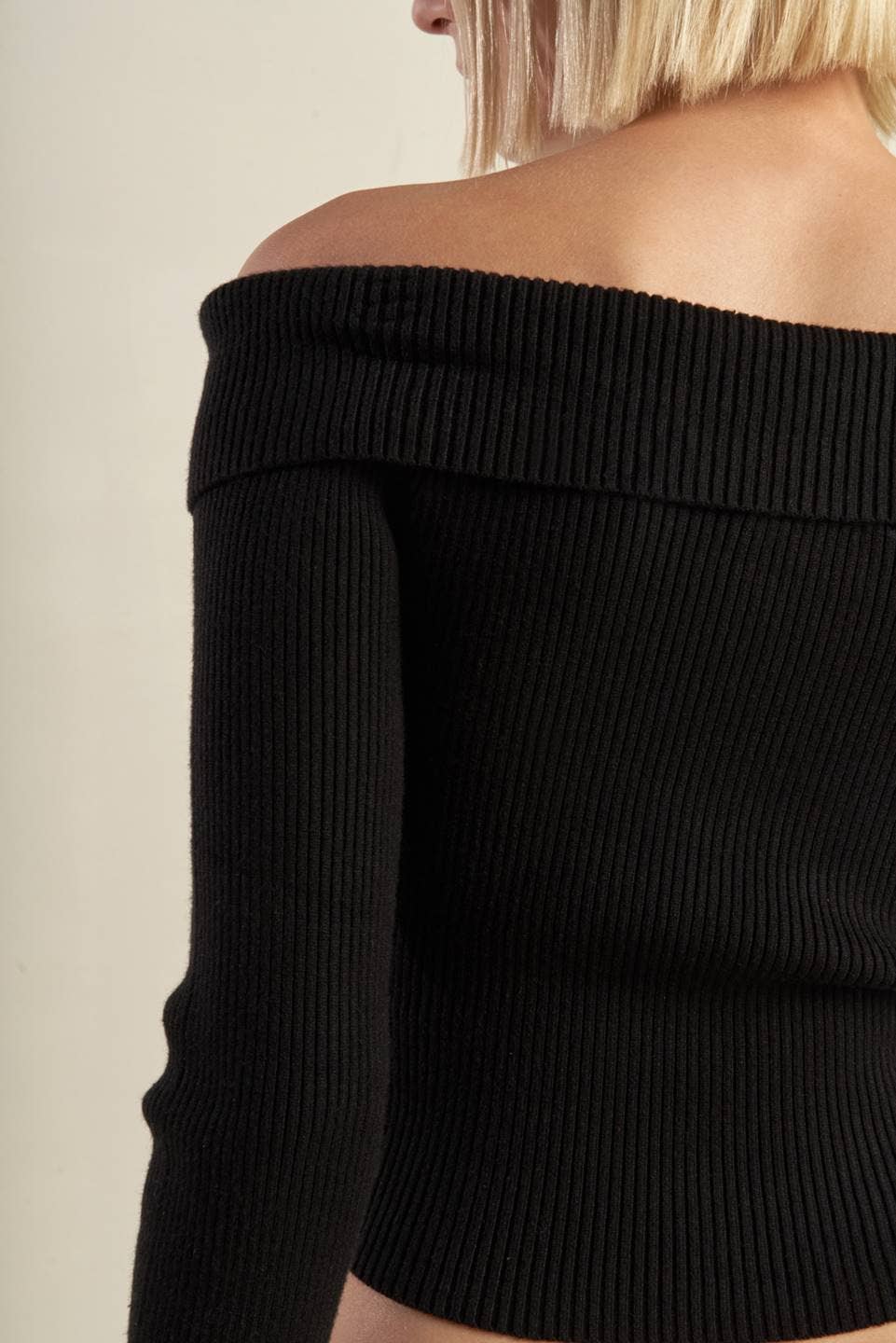 black ribbed zip sweater