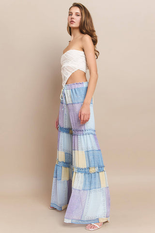 patchwork print palazzo pants