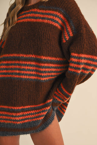 rust + burnt orange sweater dress