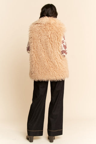 caramel shaggy vest