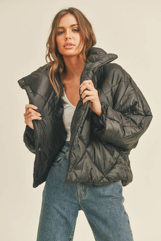 charcoal quilted puffer jacket