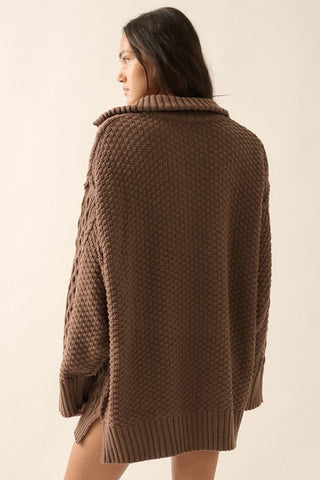 espresso cable knit sweater dress