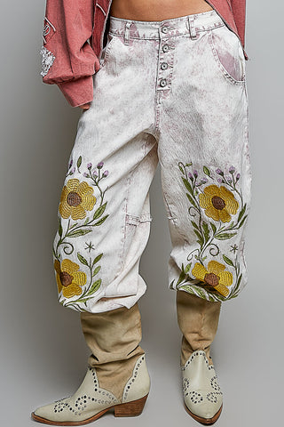 pink marbled sunflower joggers
