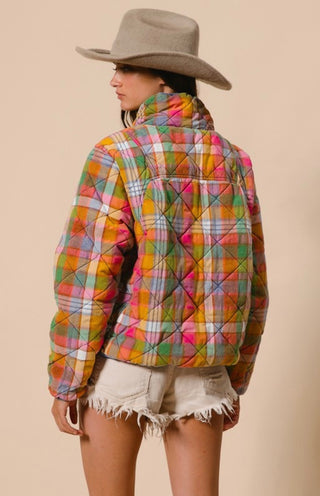 vintage plaid quilted jacket