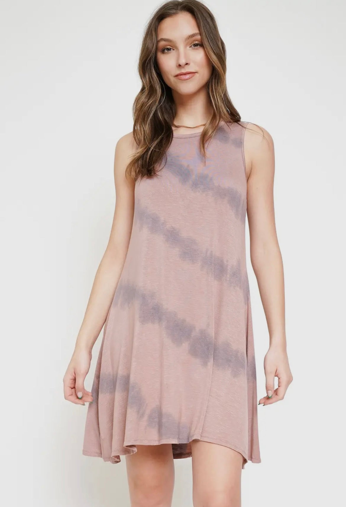 plum tie-dye swing dress