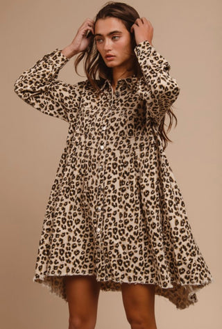 oatmeal cheetah denim dress