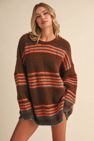 rust + burnt orange sweater dress
