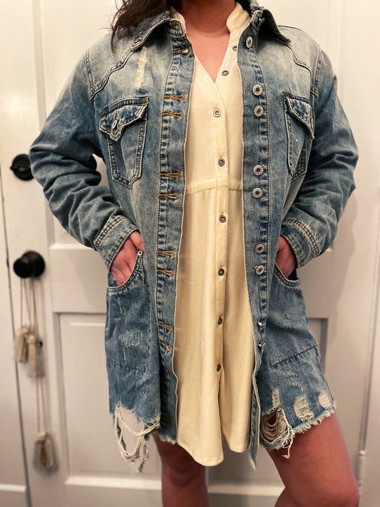 distressed denim western jacket