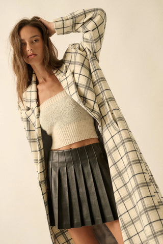 black&gray plaid overcoat