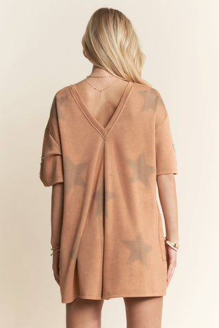 latte star patch + pearl detail romper