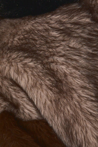 colorblock fur zip-up jacket