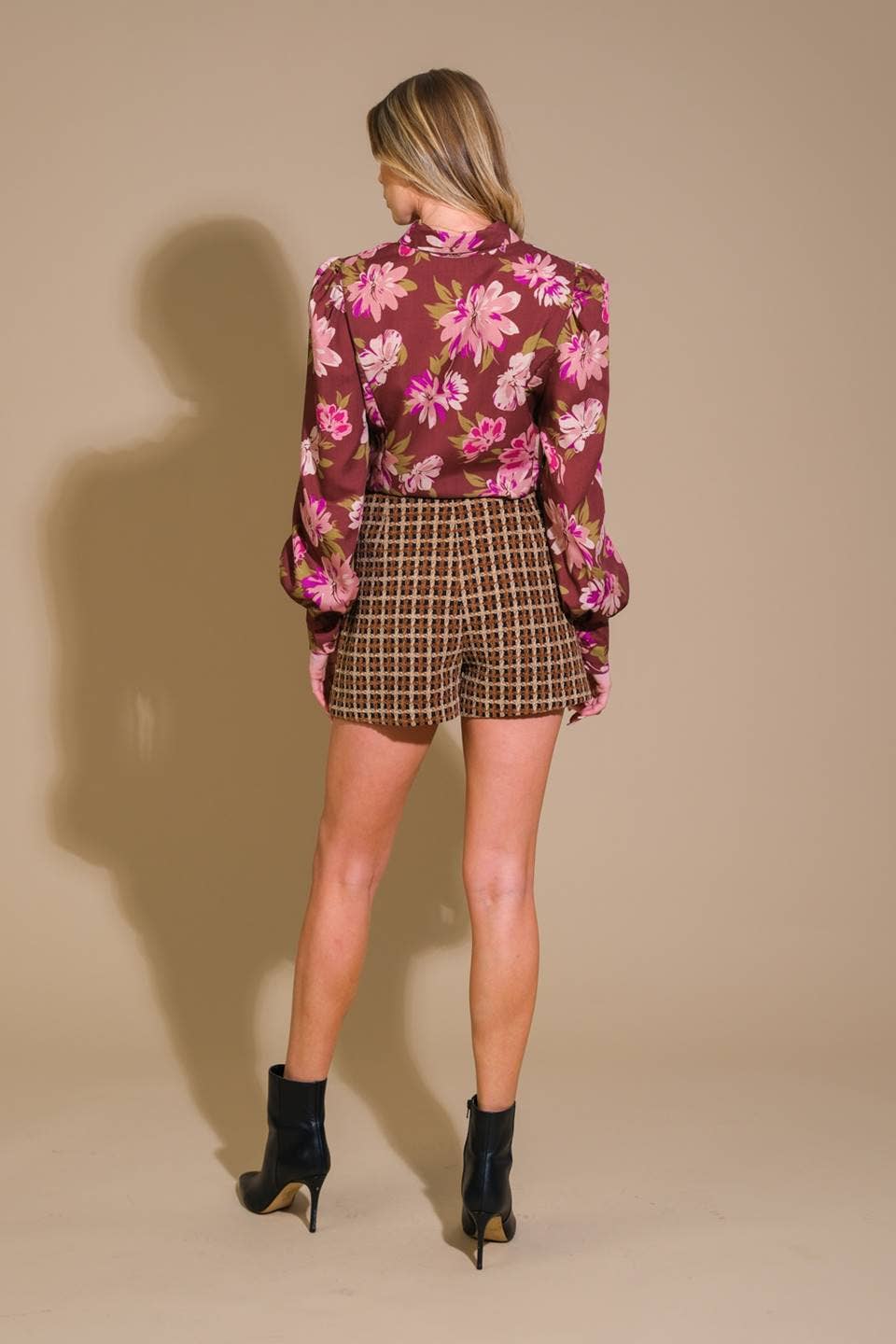 toffee tweed woven skort