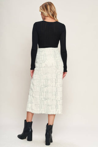 winter white woven midi skirt