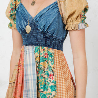 ruffled midi denim dress