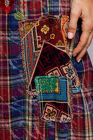 cranberry plaid boho pants