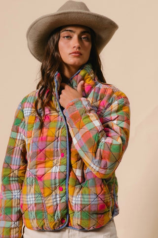vintage plaid quilted jacket