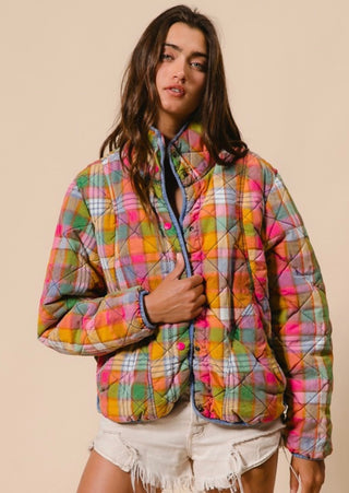 vintage plaid quilted jacket