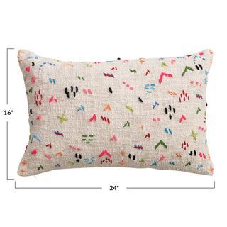 hand-embroidered cotton slub lumbar