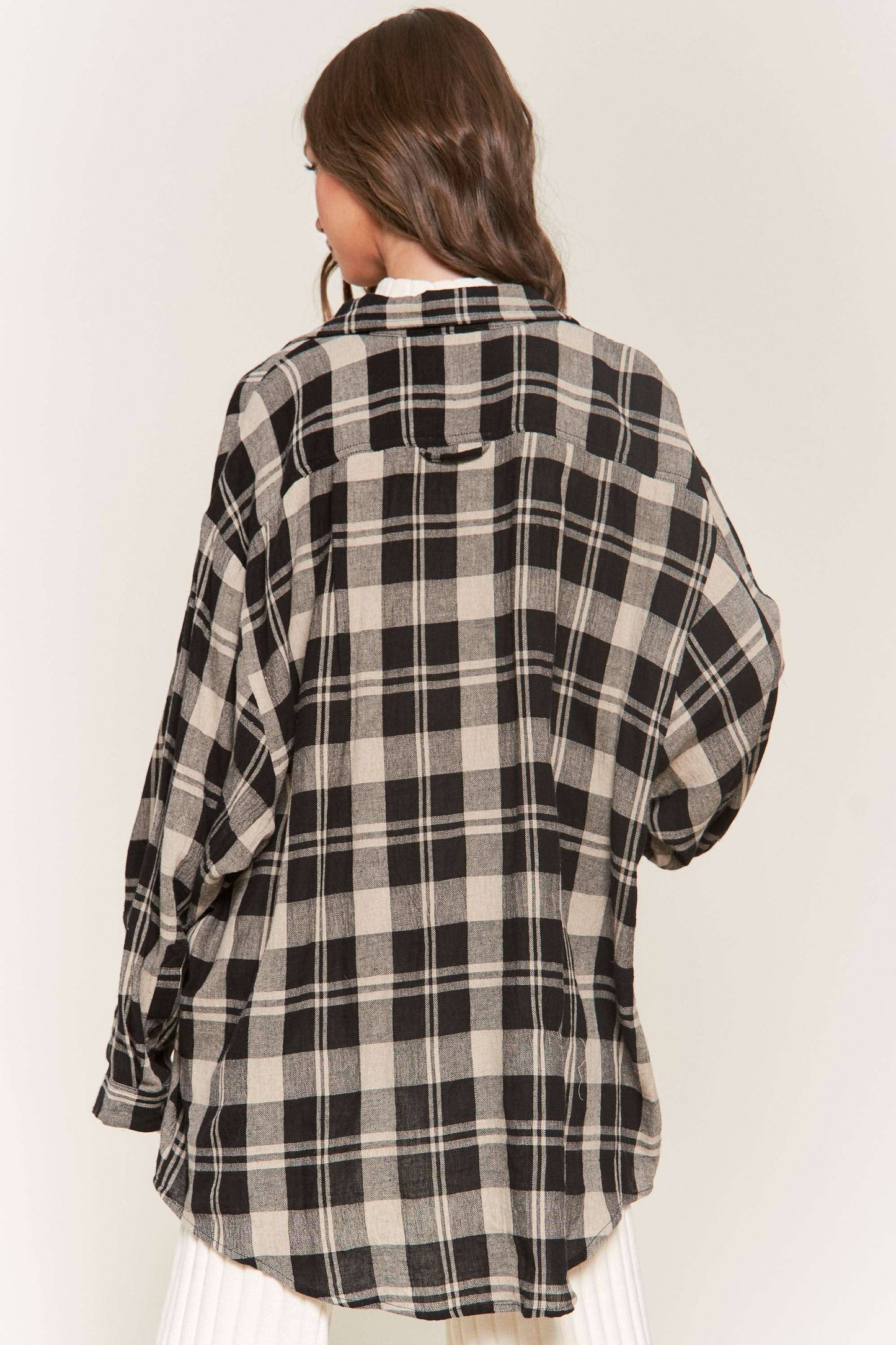 b&w oversized plaid flannel