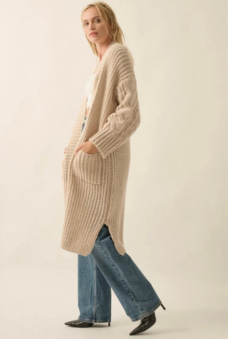 oatmeal cable knit cardi