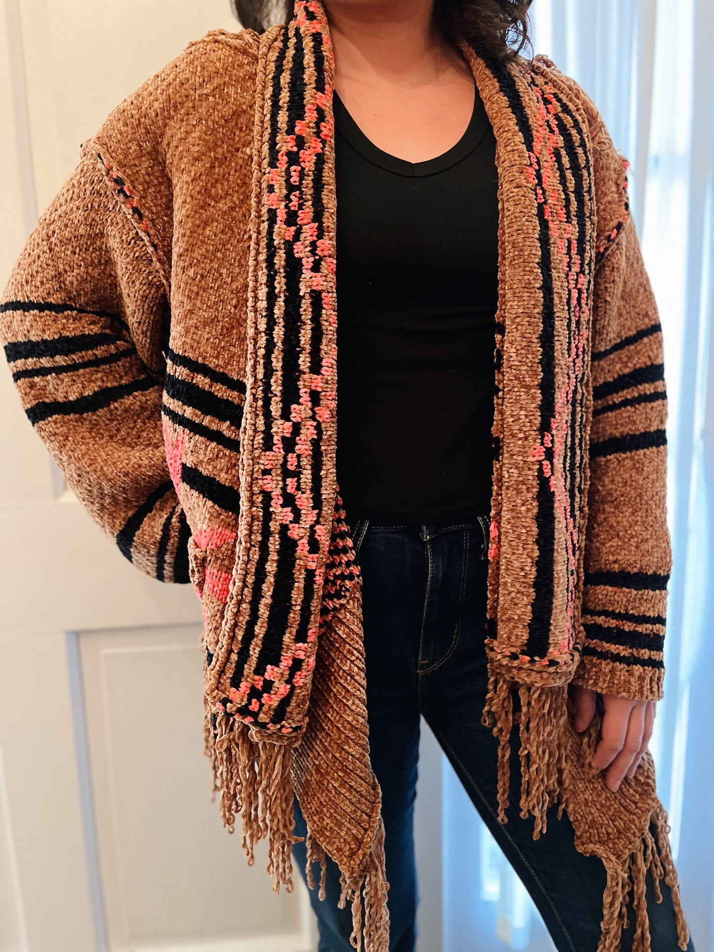 mocha chenille cardigan