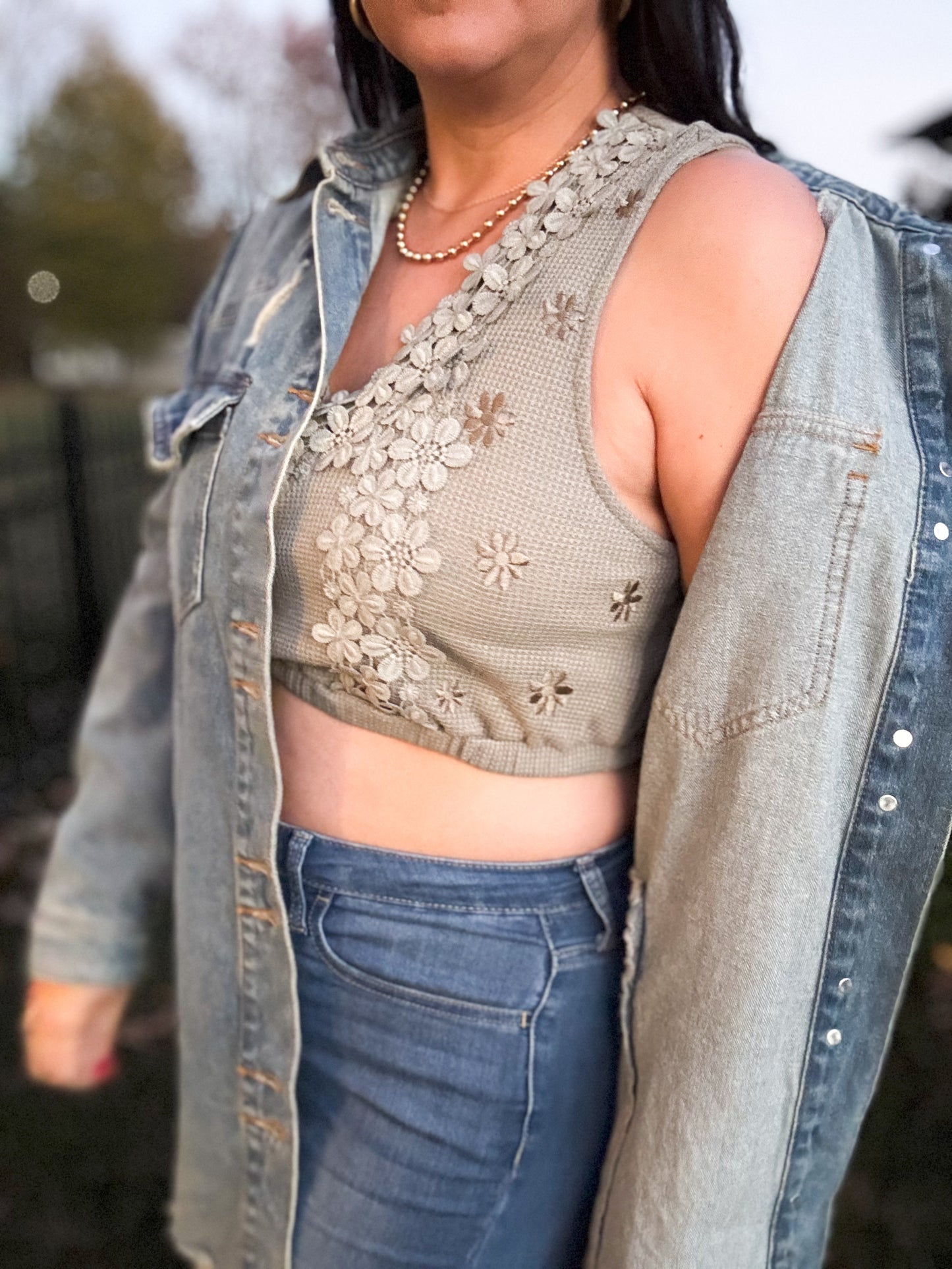 olive knit bralette top