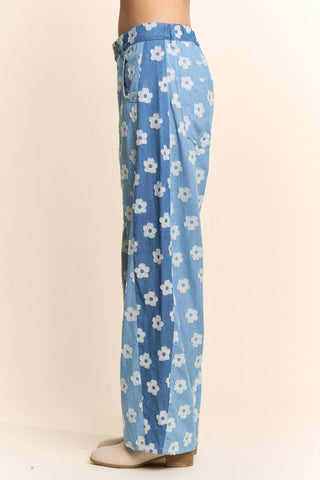 flower print wide-leg culotte pants