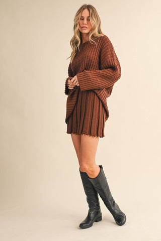 mahogany tunic + pleated skirt set