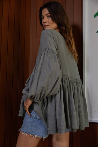 slate gray long sleeve tunic