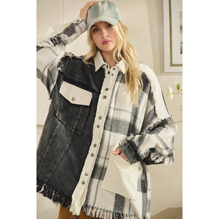 black&white flannel shacket