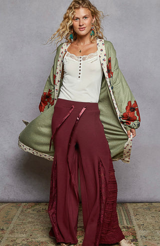olive floral kimono