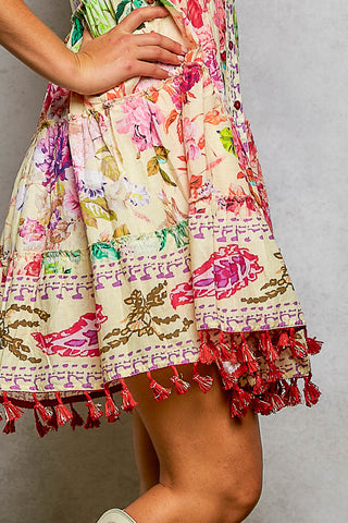 floral fiesta tassel + hand-beaded sundress