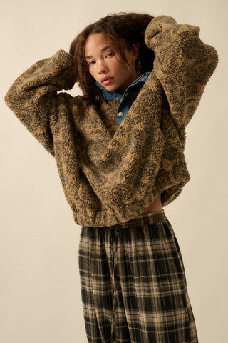 mocha paisley sherpa pullover