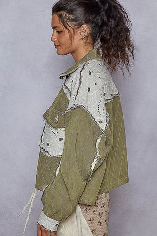 moss quilted denim jacket