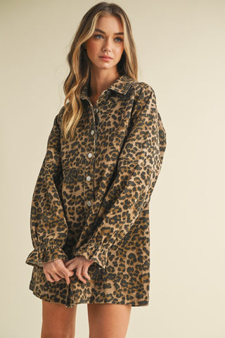 cheetah button-up denim dress