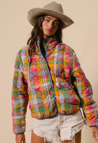 vintage plaid quilted jacket