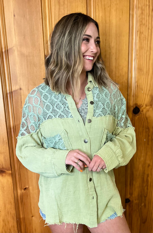 matcha button-up