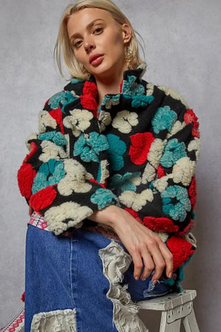 floral sherpa coat