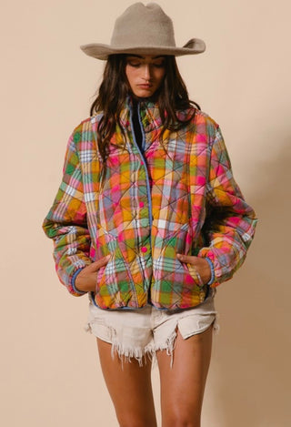 vintage plaid quilted jacket